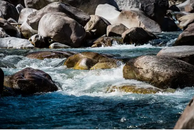 water flowing over rocks